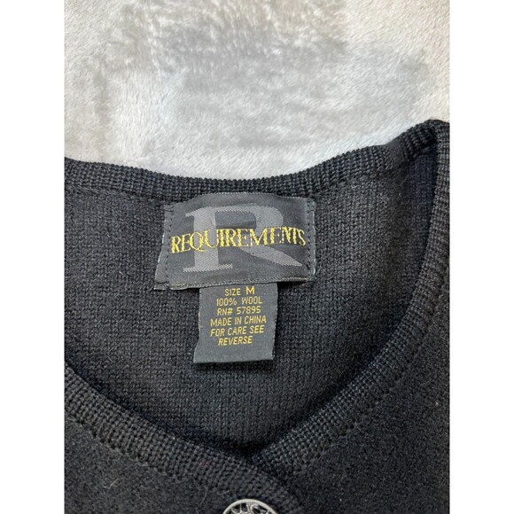 Vintage Wool Cardigan Jacket Women M Black Button Front Minimalist Old Money - Picture 3 of 7